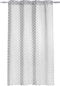 Záves 140x180 cm, strieborný s geometrickým vzorom%