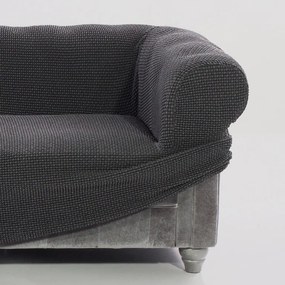 Super strečové poťahy NIAGARA antracitová sedačka s otomanom vpravo (š. 200 - 300 cm)