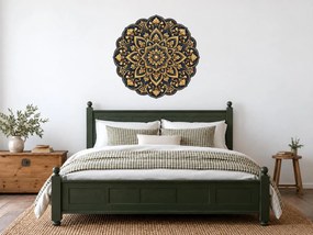 Kráľovská zlatomodrá mandala tmavomodrá textilná prelepiteľná nálepka na stenu hárok 46 x 45 cm