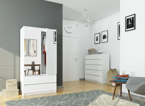 Šatníková skriňa Star so zrkadlom 90 cm biela