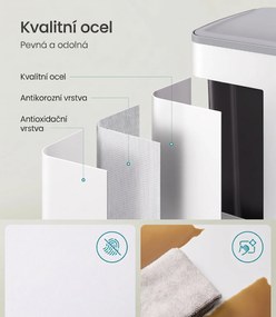 Odpadkový koš s víkem JORDAN 2x30 L bílý II
