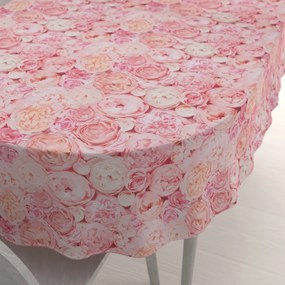 Biante Dekoračný oválny obrus Leona LN-086 Ružové a krémové pivonky 130x180 cm