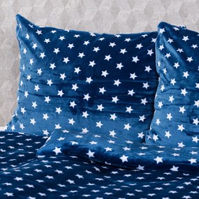 4Home obliečky mikroflanel Stars modrá, 140 x 200 cm, 70 x 90 cm