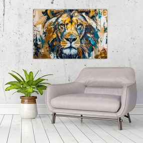 Obraz - Abstraktná olejomaľba s levom (90x60 cm)