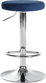 Barová stolička Ponte - zamat, chróm rám - Modrá