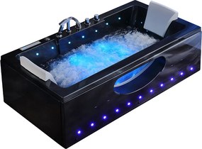 BPS-koupelny Hydromasážna vaňa HYD-IR933A-BL 150x84 ČIERNY MRAMOR s ohrevom vody