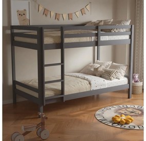 Detská poschodová posteľ 90 cm Invocato (sivá) (s roštom). Vlastná spoľahlivá doprava až k Vám domov. 1116362