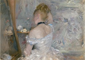 Sklenený obraz - Berthe Morisot, Woman at Her Toilette, reprodukcia (70x50 cm)