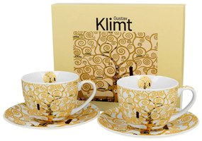 Duo Porcelánová šálka s podšálkou Klimt Ecru Tree Of Life 250 ml sada 2ks