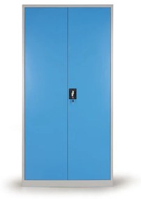 Dielenská plechová skriňa, 1850x900x400 mm, 4 police 80 kg, sivá/modrá