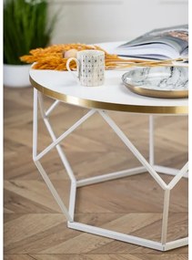 Konferenčný stolík DIAMOND 40x70 cm zlatá/biela