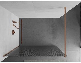 Mexen Kioto, sprchová zástena Walk-In 80 x 200 cm, 8mm sklo s rebrovým vzorom, medený matný profil, 800-080-101-65-09