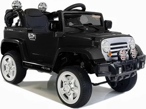 LEAN CARS Elektrické autíčko Jeep JJ245, LED svetlá, MP3, diaľkové ovládanie, čierne