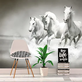 Sablio Tapeta Biele kone - 125x75 cm