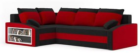 Rohová sedačka Gavriel (čierna + červená) (s poličkou) (L). Vlastná spoľahlivá doprava až k Vám domov. 1066798
