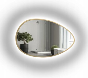 Nepravidelné zrkadlo Zoe v zlatom ráme Mdf Slim s Led 176X120