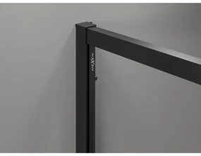 Mexen Exo, 1-krídlové dvere do otvoru 145x200 cm, 6mm číre sklo, čierny profil, 819-145-000-70-00