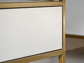 TV stolík/skrinka Soren Rtv (biele drevo + zlatá). Vlastná spoľahlivá doprava až k Vám domov. 1111726