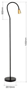 Orion - Flexibilná stojacia lampa DOTTY 1xGU10/10W/230V čierna/mosadz