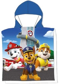 Chlapčenské plážové pončo - osuška s kapucňou Paw Patrol - Tlapková patrola - 100% bavlna - 55 x 110 cm