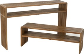Súprava 2 konzolových stolov Cubic s policou z teakového dreva – 130*30*80 / 118*30*40 cm