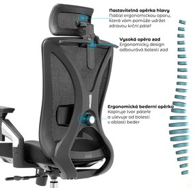 Kancelárska ergonomická stolička Neoseat STEVEN — čierna, nosnosť 150 kg