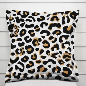 Biante Bavlnená obliečka na vankúš s lemom Sandra SA-409 Leopardí vzor na bielom 45 x 45 cm