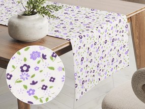 Biante Bavlnený behúň na stôl Sandra SA-067 Drobné fialové kvietky 20x140 cm