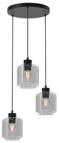 Závesné svietidlo Sombra, 3x grafitové sklenené tienidlo, b, o