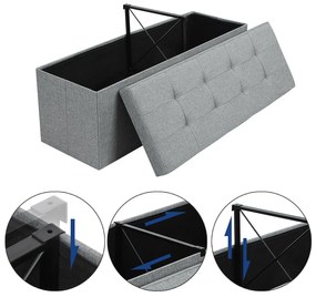 SONGMICS Úložný sedací box čalúnený skladací 110x38 cm sivý