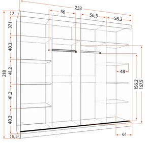 Šatníková skriňa MULTI32 233 cm čierna/dub kathult