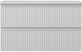 Mexen Rivel, kúpeľňová skrinka 80 cm s pracovnou doskou, 2 zásuvky, drážkovaná, matná sivá, 91A20-08047-2-BFFC62