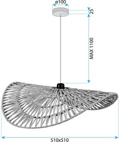 Toolight Toolight, závesné stropné svietidlo 50cm, 1xE27, APP1739-1CP, hnedá-čierna, OSW-06062