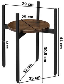 Stojan na kvety TORRE RUSTIC čierny 40 cm