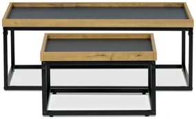 Autronic - Stůl konferenční, MDF deska šedá s dekorativní hranou divoký dub, černý kov. - CT-614 OAK VÝPRODEJ