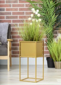 KOVOVÝ KVETINÁČ SO STOJANOM PLAIN 50X24 CM ZLATÁ