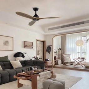 ZEVENTI - Stropný ventilátor LAURIA Wi-Fi Tuya čierna/dub + diaľkové ovládanie