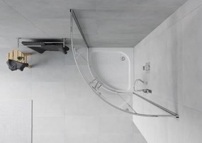 Mexen Rio sprchový kút polkruhový 70 x 70 cm, transparentný, chróm + vanička, biela - 863-070-070-01-00-4710