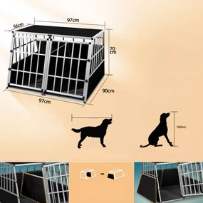 Prepravka pre psa BRUNO, 97x90x70cm, strieborná/čierna Cadoca