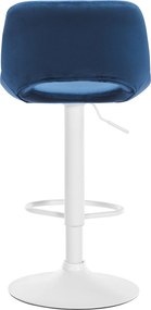 Barová stolička Camden - zamat, biely rám Modrá