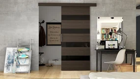 Interiérové ​​posuvné dvere Melanie 80 V, Farby: choco / biely lacobel
