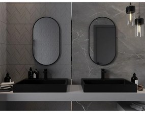 Mexen Loft, oválne kúpeľňové zrkadlo 80 x 45 cm, farba rámu čierna matná, 9851-080-045-000-70