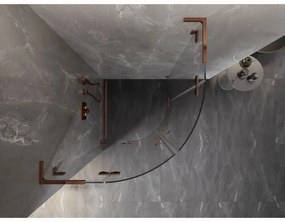 Mexen Lunar, L výklopný polkruhový sprchový kút 100 x 100 cm, 8mm číre sklo, profil ružové zlato, 833L-100L-100P-60-00