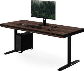 Elektrický písací stôl sit-stand so zásuvkou a bezdrôtovou nabíjačkou Qi čierny/orech, 1600 mm: ELLIS