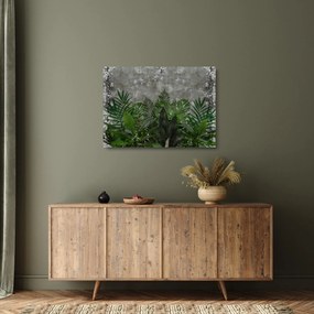 Sklenený obraz - Betónový múr s rastlinami (70x50 cm)