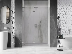 Mexen, Mexen Lunar L Otočné ľavé sprchové dvere 130 cm, transparentné, brúsený nikel - 834L-130-000-97-00-L