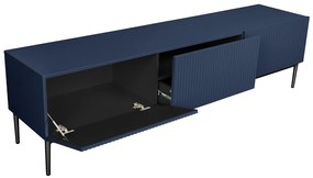 TV skrinka Nicole 200 cm - námornícka modrá / čierne nožičky