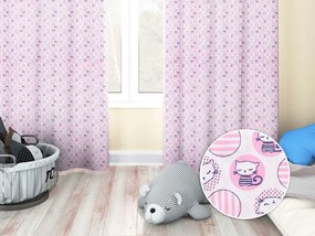 Biante Detský bavlnený záves Sandra SA-126 Ružové mačičky a srdiečka 150x180 cm