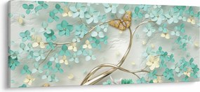 Obraz kvety s motýľmi (120x50 cm)