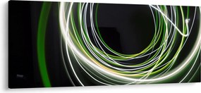 Obraz zelených čiar (120x50 cm)